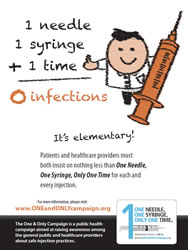 1 Needle + 1 Syringe + 1 Time = 0 Infections; Its Elementary